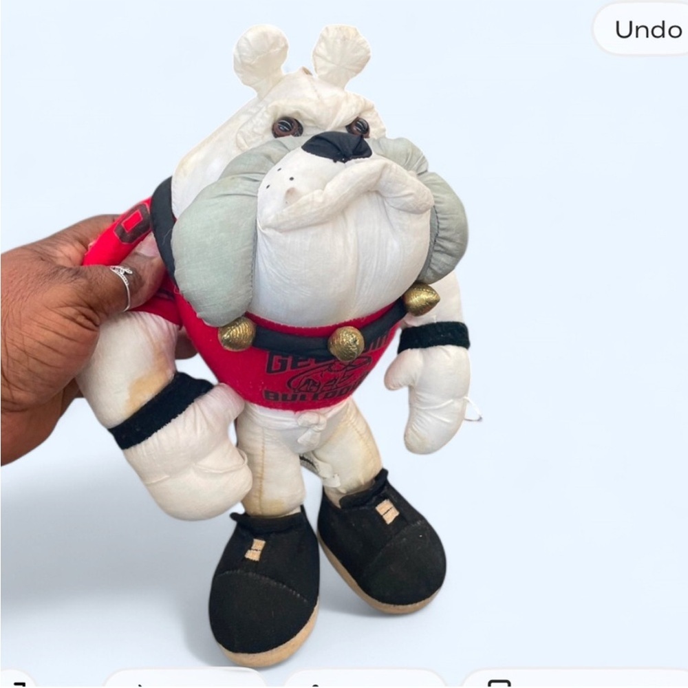 White and Red Bulldog Plush Toy